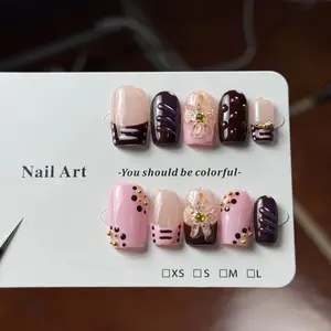 10pcs high-end Autumn and winter atmosphere, hand-painted leopard print, three-dimensional carvings, small golden beads handmade