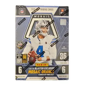 2025 Panini Mosaic Football NFL Blaster Box Orange Fluorescent Prizm Parallels Sports Trading Card Sports Collectible