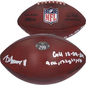 Brian Thomas Jr. Jacksonville Jaguars Autographed Game-Used Football vs. Las Vegas Raiders on December 22, 2024 with Multiple Inscriptions - #299 - Fanatics Authentic Certified