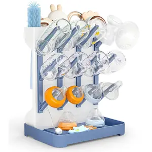 Bottle Drying Rack: Space Saving Vertical Bottle Dryer Holder -  Accessories Storage Stand Organize Brushes Pacifiers on Countertop -  - Blue