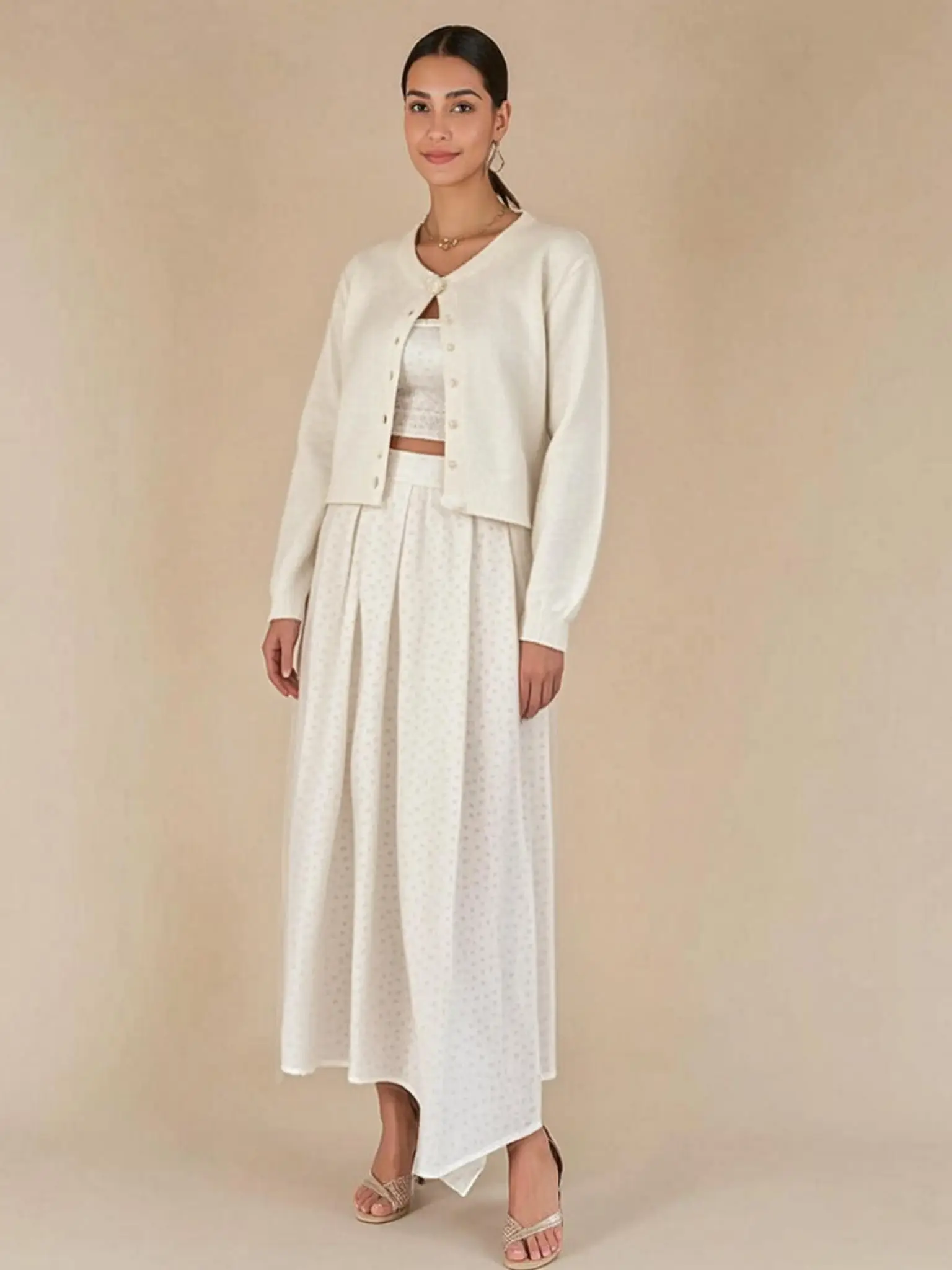 【Modest Fashion】Women's Plain Long Sleeve Button Front Sweater Coat, Fitted Basic Minimalist Style for Fall & Winter, Casual Daily Wear Outerwear, Kni