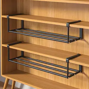 2-Pack Expandable Shoe Rack – Under-Cabinet Telescopic Shelf, Adjustable 16″–28″ Hanging Shoe Rack Organizer for Shoe or Clothing Storage & Dorm Room Organization, Space-Saving, Black