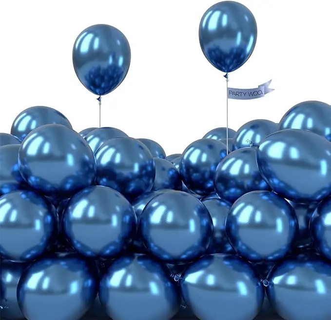 PartyWoo Metallic Blue Balloons 50pcs 5 Inch Small Mini Chrome Blue Latex Balloons for Graduation Wedding Baby Shower Engagement Baby Shower Wedding Bachelorette Birthday Party Decorations Blue-G106