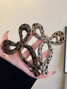 Leopard Print Bow Hair Clips Set, Large Size Hair Claw, Suitable for Daily Commute, Makeup, Travel, Photography, Versatile Headwear Accessories, Hair Claws Set