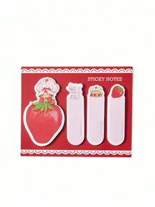 Strawberry Shortcake 80 Pcs Cute Strawberry Cartoon Sticky Notes, 4 Patterns With 20 Sheets Each, Suitable For Notes, Journals, Memos, And Decorating Anything You Want, Strawberry, Cat, Cake,Gift Ideas