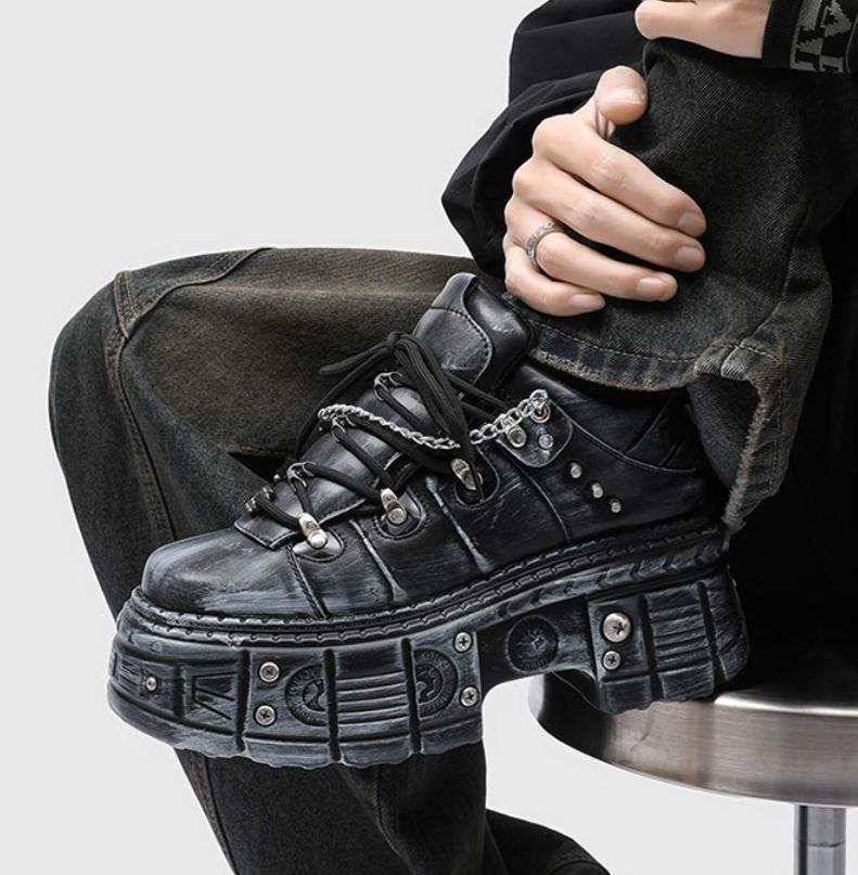 Men's Designer Platform Shoes Vintage Processing Punk Gothic Silhouette Flattering 2026 New