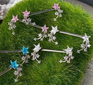PAIR CZ Gems Shooting Star Nipple Rings Steel Barbells 14g Body Piercing Jewelry