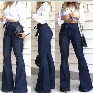 Womens High Waisted Bell Bottom Jeans Denim High Rise Flare Jean Pants with Wide Leg and Belt