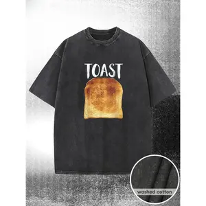 230g Washed T-shirt, Fun Toast Print, High-quality Wax Printed Cotton, Machine Washable, with a Certain Thickness Suitable for Summer T-shirts, Outdoor Activities, Holiday Gifts