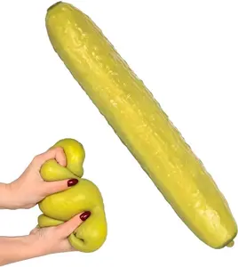 Realistic Giant Pickle Squishy Squeeze Luck Squishies - Jumbo TPR Green Cucumber Fidget for Adult Stress Sensory Toy, Funny Gag Gift & Desk Decor