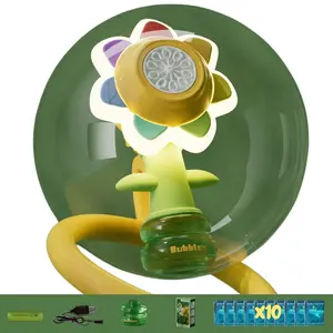 Colorful Shaking Bubble Machine, Bath Toy, 5,000+ Bubble PER Min, Rechargeable Bubble Blower with 10 Refill Solutions, LED Lights, Handle, Easy Operation