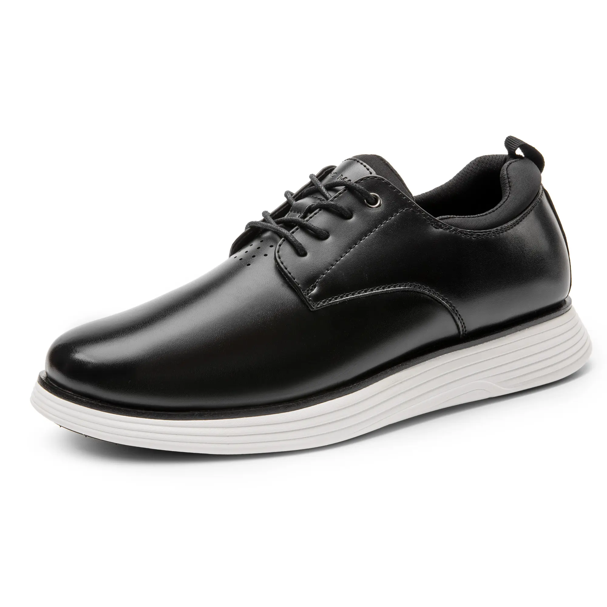 BRUNO MARC Men's MaxFlex PU Leather Hybrid Oxford Sneakers - Closed Lace-Up, Round Toe, All-Seasons, Shock-Absorb, Comfortable Flat Low-Cut Walking Shoes for Workday, EVA, Mesh, MD Footwear (Clearance), Sohochic