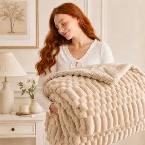 Super Soft Throw Blanket  Texture Soft Oaslee Reversible Striped Blanket – Luxe Sherpa & Knit Cozy Throw for Bed bedroom , Couch, Travel, Camping, All Seasons bedding
