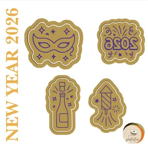 NEW YEAR 2026 cutter and stamps 2" baking, arts and crafts Bakeware Set