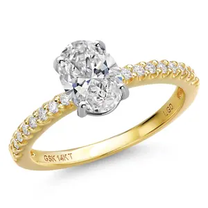 1-5 Cttw Oval Lab Grown Diamond Engagement Ring For Women | 14K Two-Tone Gold | IGI Certified | E-F Color | VS1 Clarity | Wedding Anniversary Gold Ring | Available In Size 5, 6, 7, 8, 9