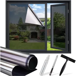 One Way Privacy Window Film - Reflective Sun Blocking Window Tint Clings for Daytime Privacy & UV Protection, Includes 3 Tools