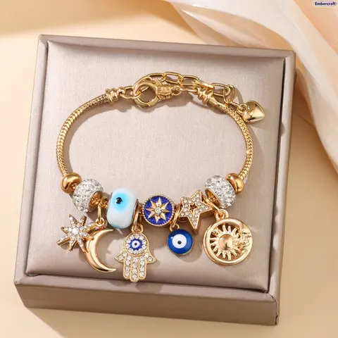 Women's DIY Charm Bangle Bracelet Set - Fairycore Theme Metal Charm Adjustable Costume Jewelry, Daily Wear & Gifting Fashion Accessories