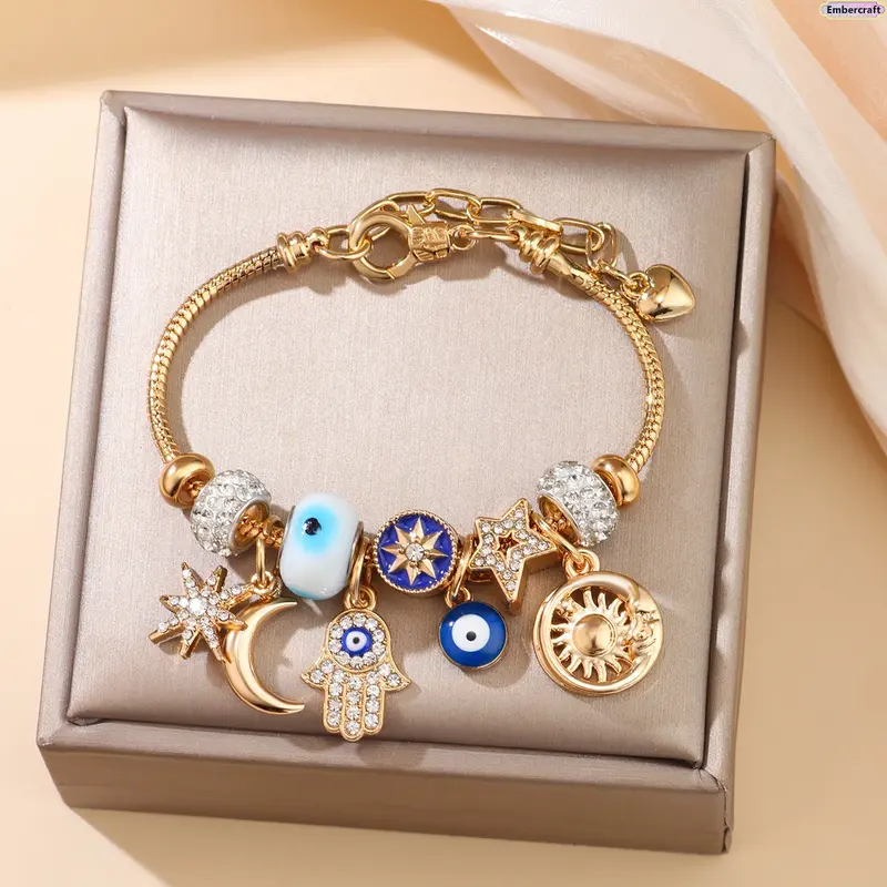 Women's DIY Charm Bangle Bracelet Set - Fairycore Theme Metal Charm Adjustable Costume Jewelry, Daily Wear & Gifting Fashion Accessories
