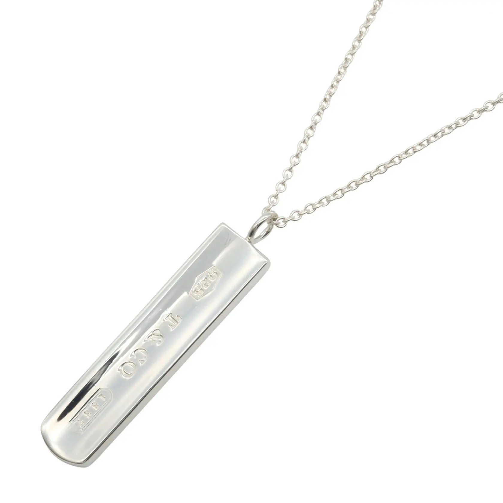 Pre-owned Tiffany & Co. Sterling Silver 925 (Ag925) Small Leather Goods 1837 Silver Necklace
