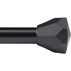 Black Rod- 1 Inch Window Rod 72 to 144 Inch with End Finials, Single Drapery Rods