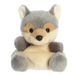 Palm Pals Adorable Lucian Wolf 5 inch Gray Mini Soft Plush Collectable Stuffed Animal