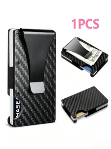 Luxury Minimalist Card Holder Men's Ultra-Thin Wallet, Tactical RFID Blocking Men's Wallet, Thin Carbon Fiber Scratch-Resistant Hard Case
