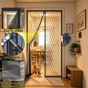 Magnetic Mesh Door, Mosquito/fly Screen, Ventilated, Pet-Friendly, No Drilling, Auto-Adhesive, Durable Polyester, Modern Home Decor, Magnetic Closure Door