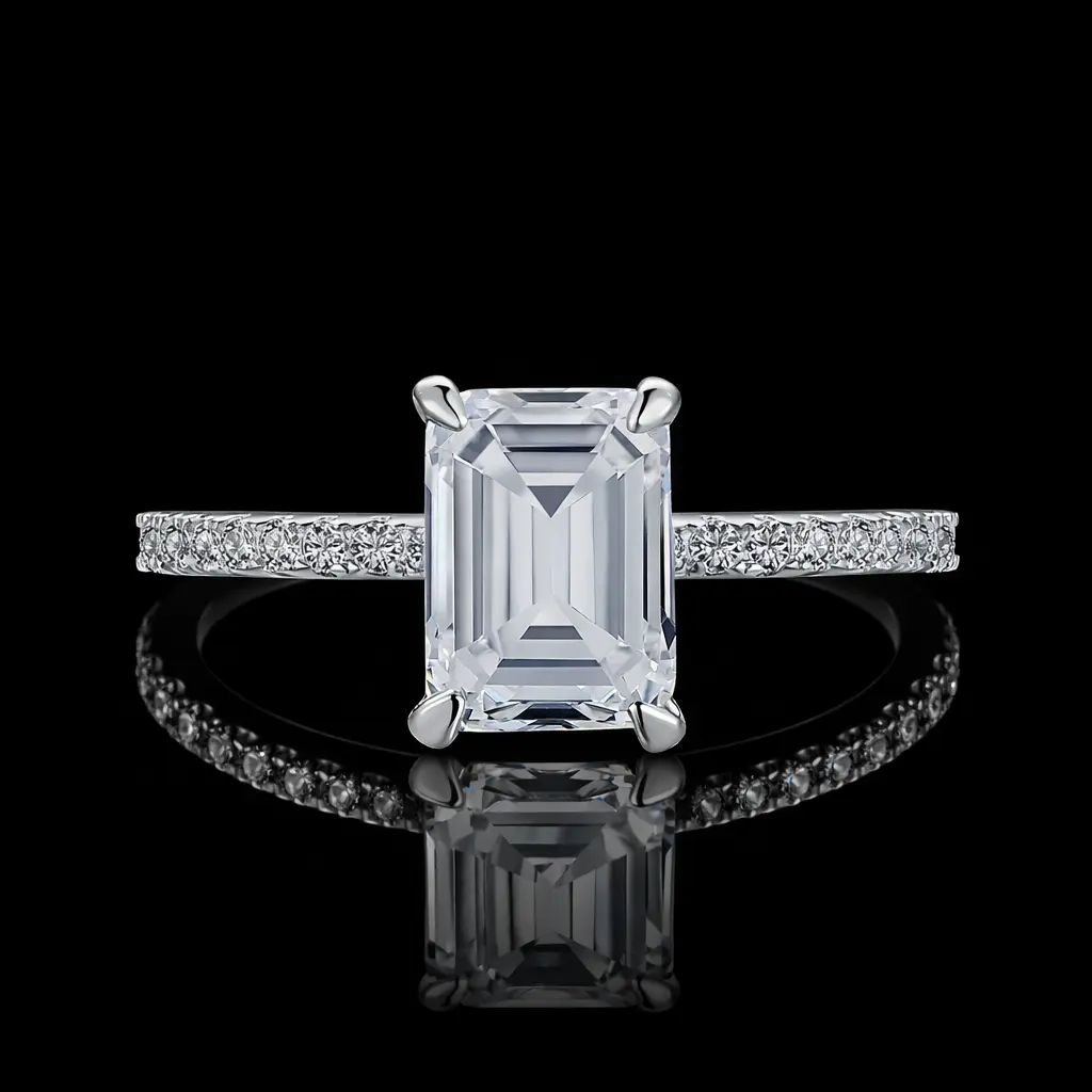White Emerald Diamond Ring