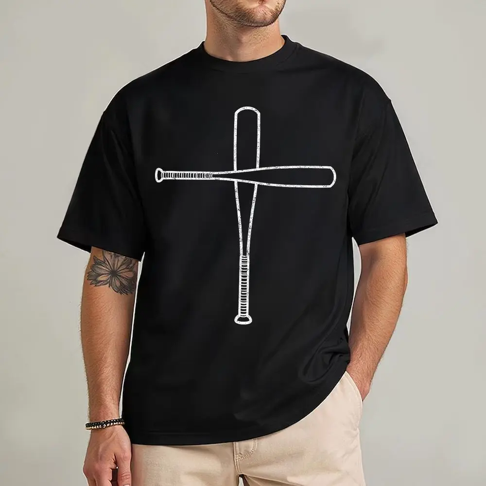 Cross Baseball Bats Christian Shirt - Unisex Gildan Cotton Shirt, Faith Based Sports Graphic Tee, Coach Pitcher Baseball T Shirt, Vintage Retro Aesthetic Christian Athlete Apparel, Trendy Game Day Outfit Gift for Men Women Kids