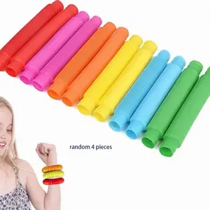 4 Pack Mini Pop Tube Sensory Fidget Toys | Stretchy ADHD & Autism Stress Relief Toys fun relief toy