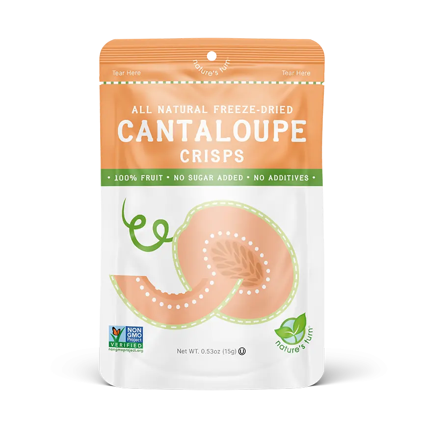 Nature's Turn All Natural Freeze-Dried Cantaloupe Crisps - 100% Fruit, No Sugar Added, No Additives, Gluten Free, Vegan & Paleo Friendly Snack