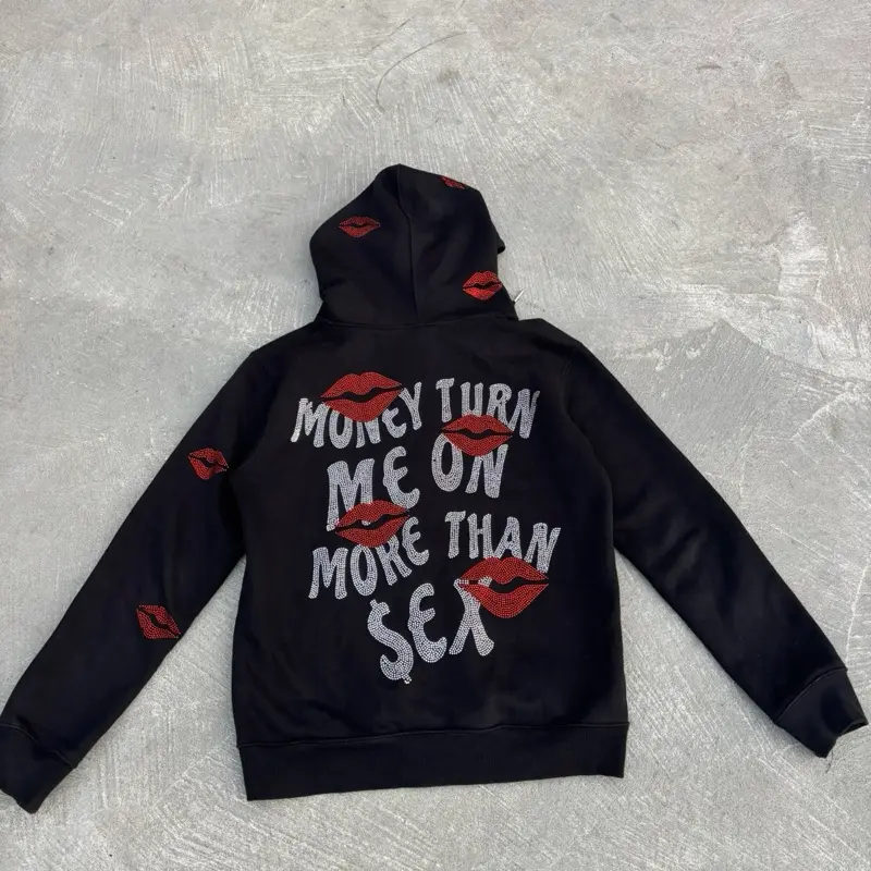 I CANT LOVE YOU w/ KISSES Hoodie - Black Hooded Sweatshirt with