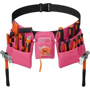 19 Pocket Tool Belts Adjustable Gardening Utility Work Apron with Quick Release Buckle for Men Women, Ideal for Gardening Electrician Carpenter Construction, Great Gift (Pink)