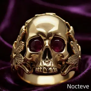 Unisex 3D Skull Devil Base Alloy Halloween Ring, Carved Goth Punk Skeleton Jewelry Spooky Party & Neutral Dark Punk Seasonal Gift Wear