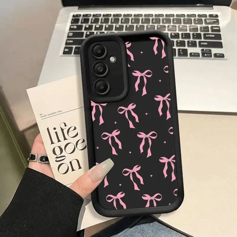 Pink Bow Matte Suitable Case for Samsung Galaxy S24 Plus S25 S23 S22 S21 Ultra FE S24+ Patterned Soft TPU Full Camera lens Protection Rugged Phone Cover Gift 2D printing, Smartphone, Handheld, Cellphone