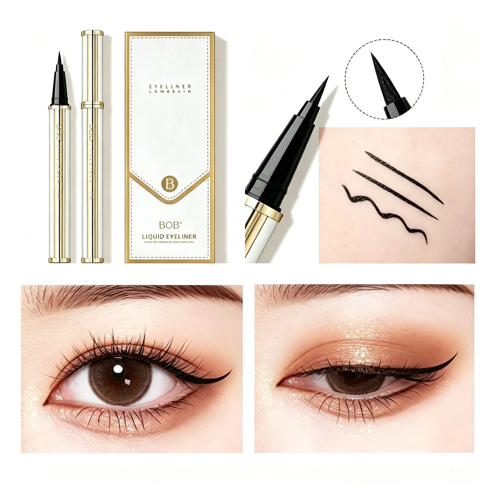 Black Liquid Eyeliner Pen, Waterproof & Smudge-Proof Formula with a Precision Fine Felt Tip for Easy Control, 24H Long-Wear Smooth Finish, Eye Makeup, Long-Lasting