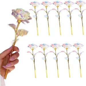 10Pcs Sparkling Crystal Rose Bouquet, Eternal Rose, Luxury Faux Flowers, Aesthetic Vase Decor, Perfect for Valentine's Day, Mother's Day, Lover Gifts, Birthday & Wedding Party, Viral TikTok Gift