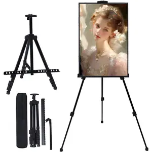 Portable  Black Easel Stand for Painting, Signs, Display, 17-61 Inch Adjustable Height Tabletop & Floor Tripod Easel,with Tray & Carry Bag, for Poster,Artists, Students, Events