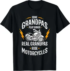 Casual Cotton shortsleeve tees Some Grandpas Play Bingo Real Grandpas Ride Motorcycles T-Shirt