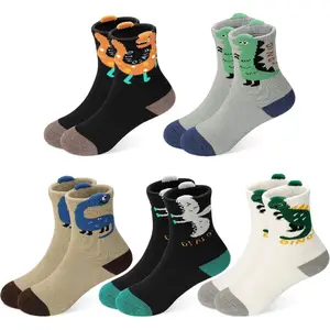 Winter Socks for Toddler Boys, Fuzzy Toddler Socks 5-Pack | Thicken Warm Crew Socks for Boys 1-12 Years | Cozy Non-Slip Kids Socks