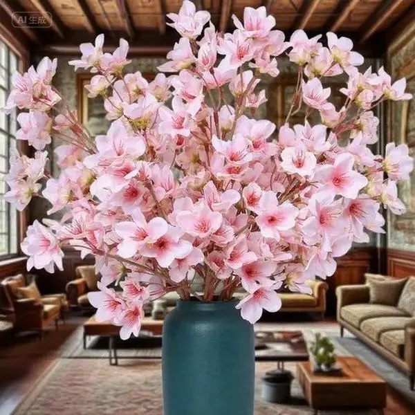 16 in Reusable Silk Artificial Japanese Cherry Blossom Bouquet Set - Flexible Stem Dustproof Flowers for Wedding Centerpiece, Bedroom Home Table Decor, Spring Home Supplies, Mother's Day, Office