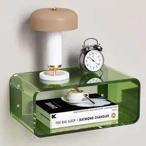Floating Nightstand, Bedside Table, Nightstand Shelf Wall Mounted Bedside Shelf (Green, Small)