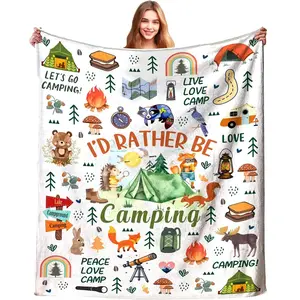 Ultra-Soft Flannel Camping Blanket Gift for Women, Cozy Outdoor Travel Throw for Campers & RV Enthusiasts, Perfect Hiking Accessory Lightweight Cozy Blanket