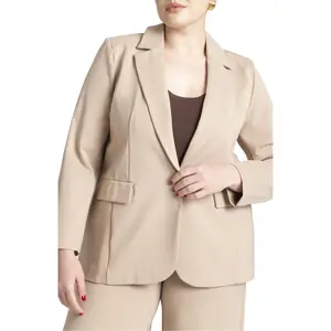 ELOQUII Women's Plus Size The Ultimate Stretch Long One Button Blazer