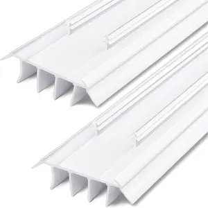 2 Pcs Kerf Style 36" Long 1 3/4" Wide Door Bottom Replacement Threshold Seal with Vinyl Fins Weatherstrip Draft Stopper for Interior Exterior Doors (White)