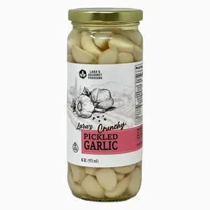 Lara's Pickled Garlic Cloves in Jar (16 fl oz) - Crunchy and Mild Flavor - Long Shelf Life - Canned Garlic