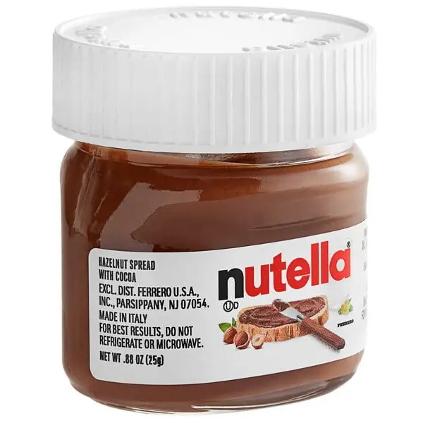 Nutella de chocolate con avellana Mini tarros de vidrio  para untar, 0.88 onzas