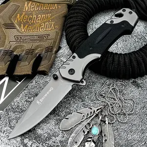 Craftsmanship Folding Knife with D2 Tool Steel Blade, Solid Brass Handle, Outdoor Multi-Functional Durable Knife, Survival Tool, Perfect for Camping Hiking and Fishing
