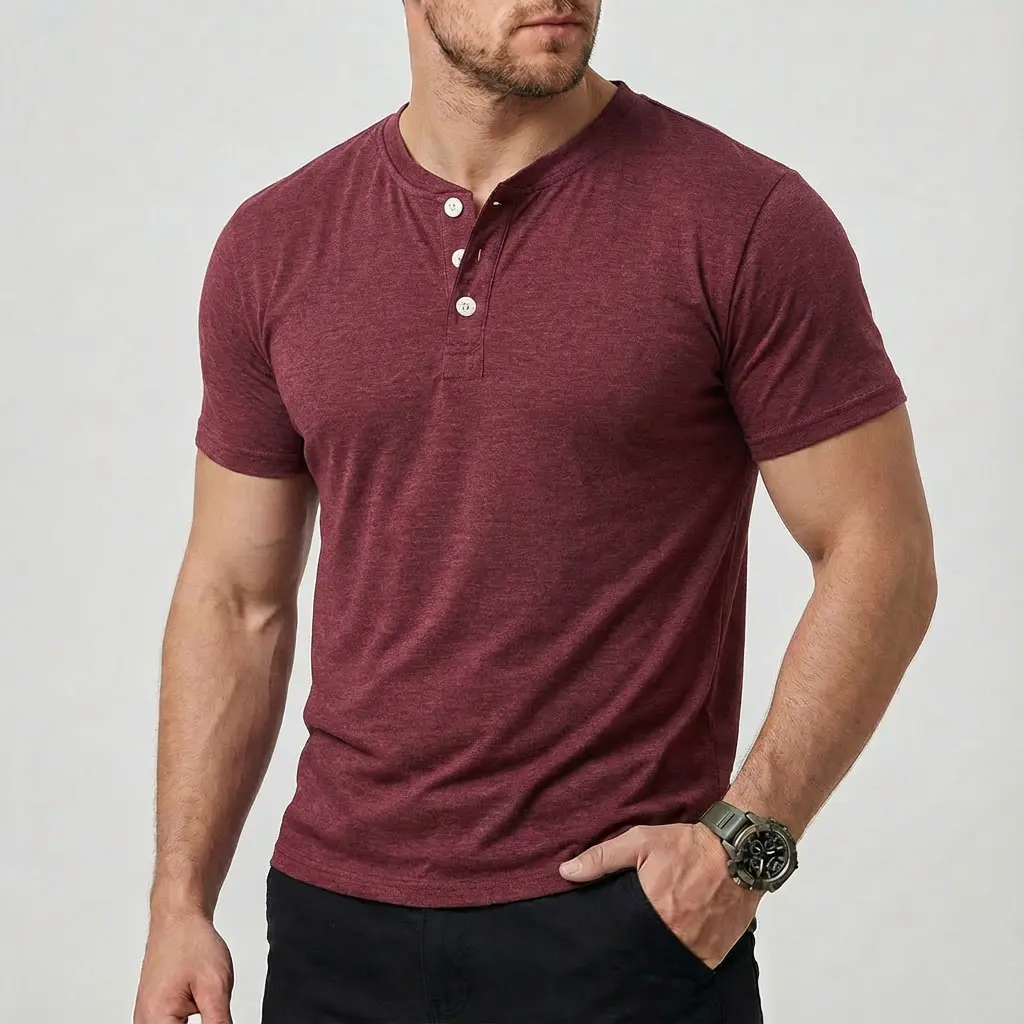 Men's 3-Pack Casual Short-Sleeve Henley Shirts - Cotton Acid Wash Vintage Loose Menswear Streetwear Summer Apparel Tees