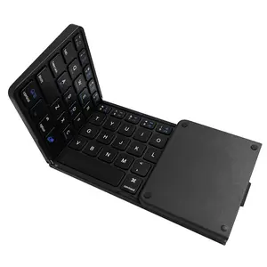 Tri Folding Bluetooth Keyboard with Touchpad Portable Pocket Sized Wireless Keyboard Multi Device Sync for Travel Remote Work iPad Pro Air Accessories Rechargeable Folding Keyboard for Laptop Smartphone